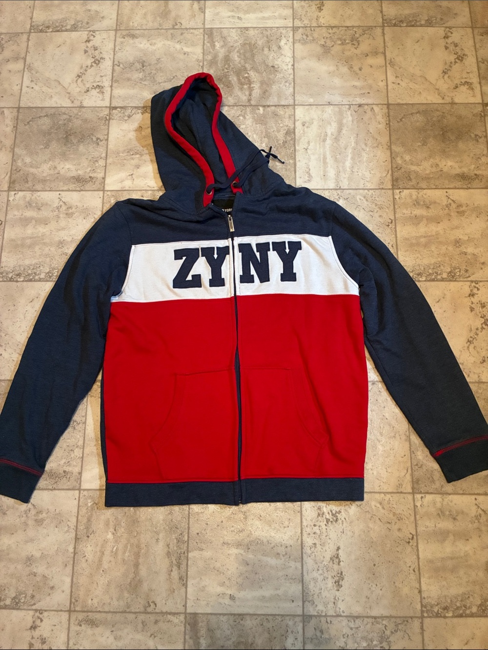 Zoo York Men’s Red, Navy & White Zip-Up Hoodie